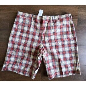 Banana Republic Mens Shorts Sz 38 Red Plaid Shorts Cotton Orange Preppy NEW